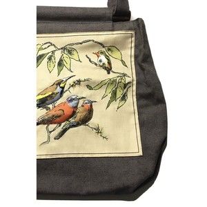 Handmade Fabric Tote Bag Purse Fiber Art To Wear Birds Pattern Convertible Strap